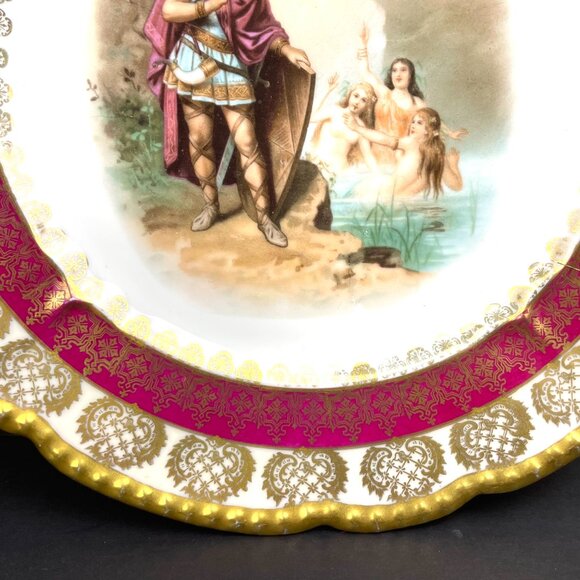 Antique Royal O&EG Austria Decorative Plate 9.75” Mythological Scene Pink & Gold - Picture 6 of 8